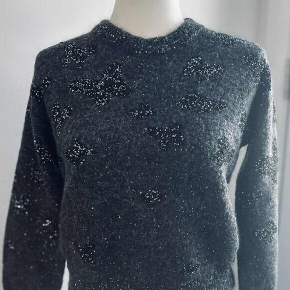 Brunello Cucinelli Heather Charcoal Mohair Wool Blend Sweater w/ Sequins – EU M - Picture 7 of 13
